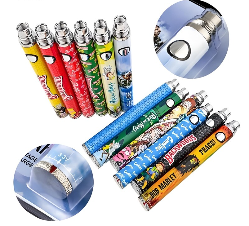 BRASS KNUCKLES/Backwoods/Cookies/Runtz Battery Preheat Bottom Voltage Adjustable CBD Vape Pen Battery-1100mah Twists with Cartoon Design - Image 8