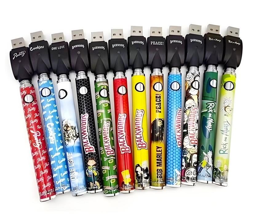 BRASS KNUCKLES/Backwoods/Cookies/Runtz Battery Preheat Bottom Voltage Adjustable CBD Vape Pen Battery-1100mah Twists with Cartoon Design - Image 9