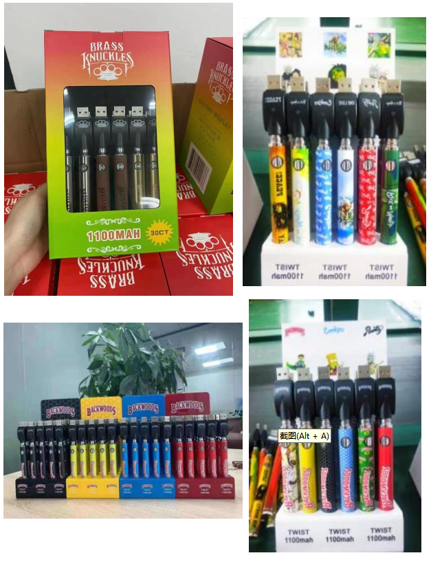 BRASS KNUCKLES/Backwoods/Cookies/Runtz Battery Preheat Bottom Voltage Adjustable CBD Vape Pen Battery-1100mah Twists with Cartoon Design - Image 2